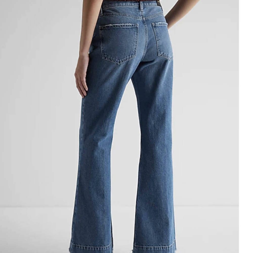 GAP Medium Blue High-Rise Flare Jeans - Picture 2 of 15